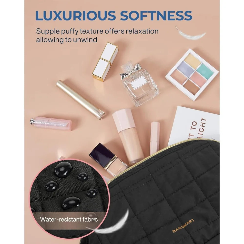 Makeup Bag Travel Toiletry Bag, Puffy Padded Make Up Bags for Women Makeup Organizer Case