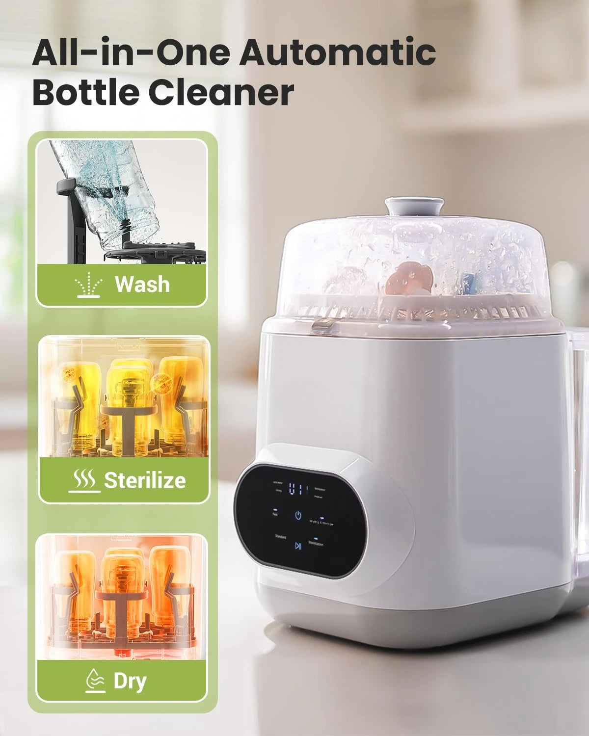 Bottle Washer | All-in-One Bottle Washer and Sterilizer and Dryer Baby Bottle Washer for Bottles, Pump Parts & Baby Essentials