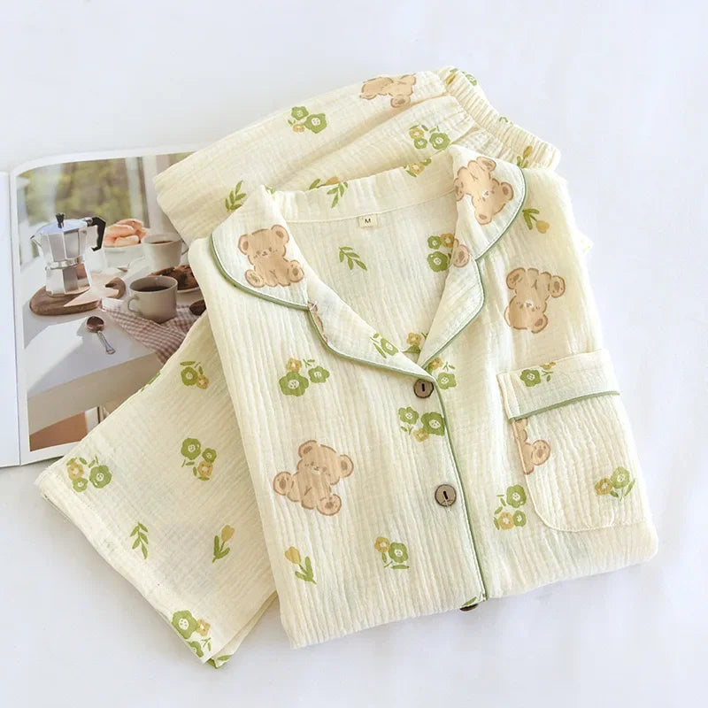 2025 Winter Women's Pajamas100% Cotton Plus Size Pajamas Flower  Printing Household Women's Pajamas Loungewear Autumn Sleepwear