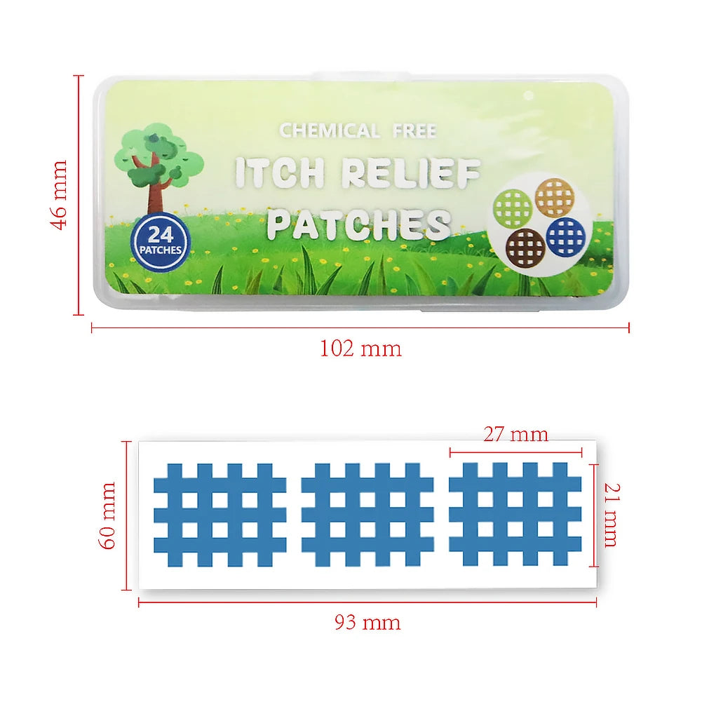 24 Patches Bug Bite Itch Relief Patch Natural Mosquito Bug Bite Remover Chemical Free for Travel Hiking Camping Patio Activities