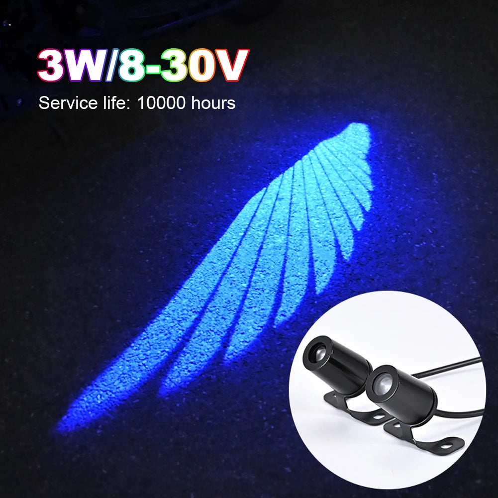 2Pcs LED Welcome Light For Motorcycle Angel Wings Projection Lights 8-30V Motorcycle Modified Decorative Light Wing Laser Lights