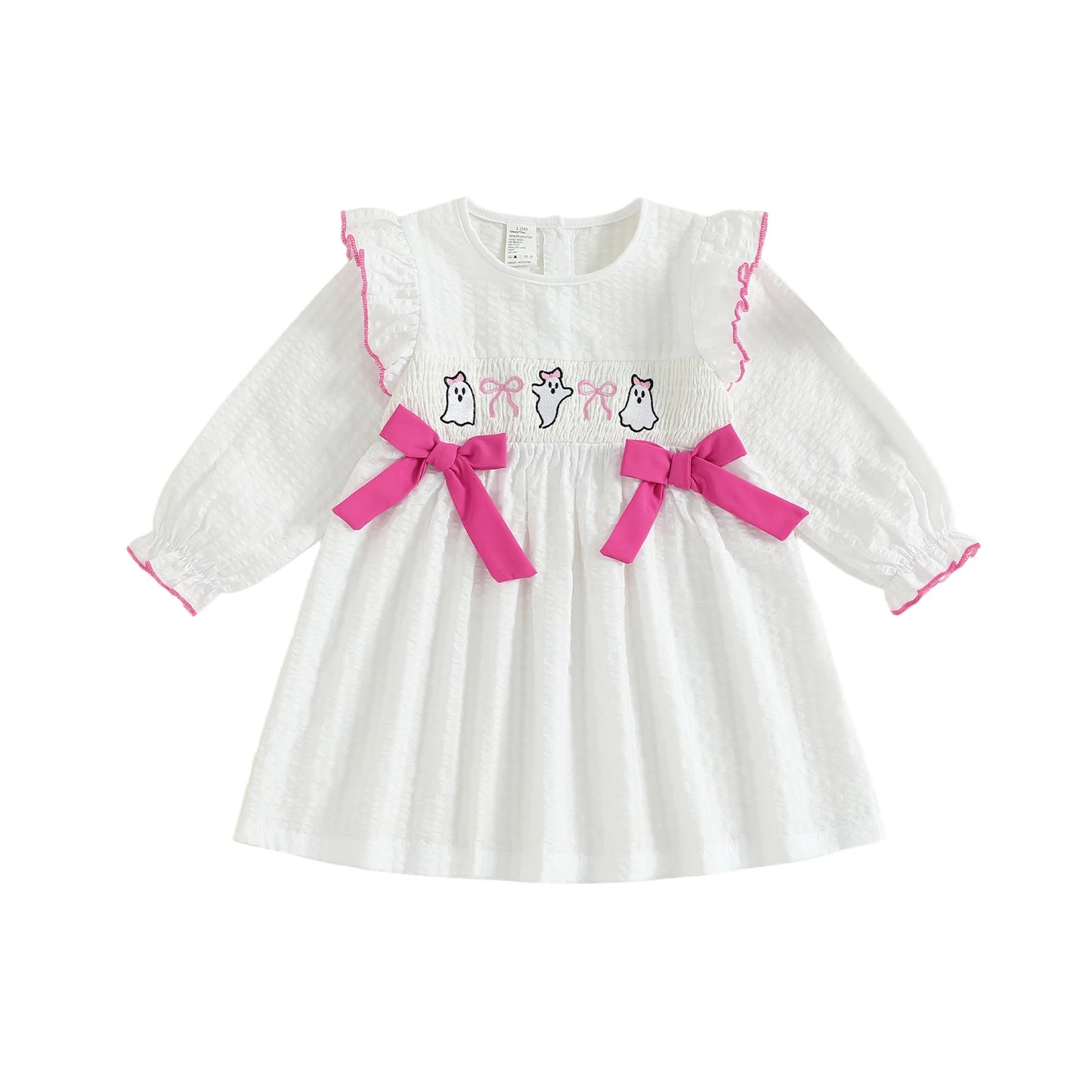 Girls Long Sleeve Plaid Dress with Crew Neck Casual Fall Dress for Kids Halloween Costume Party Outfit