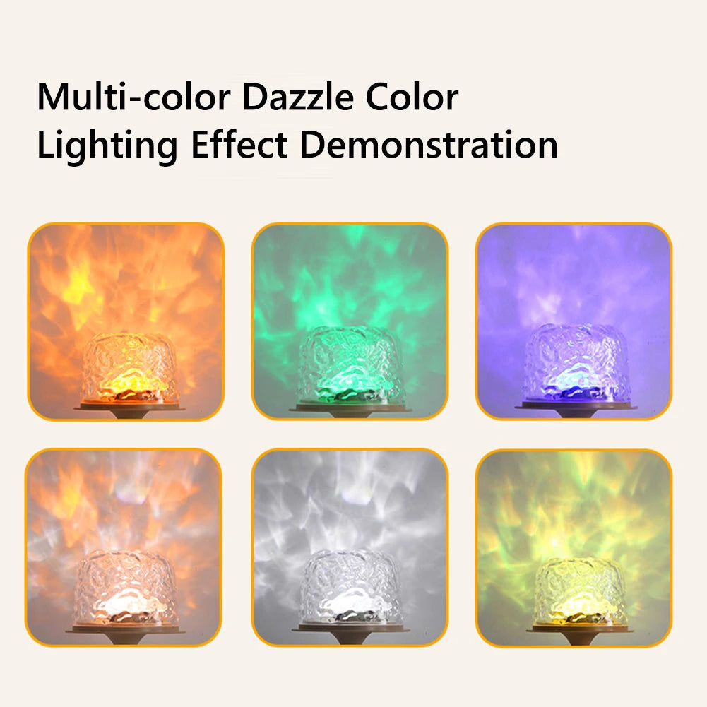 Water Ripple Lamp Rechargeable Night Light Table Lamp Ocean Wave Projector Lamp for Bedroom Cute Room Decor for Teen Girls