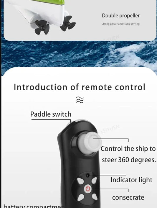 Rc Boats Racing Electric Speedboat Toys 2.4G Remote Control Boat Paddling Kayak Race Ship Outdoor Games Water Toys for Boys Kids