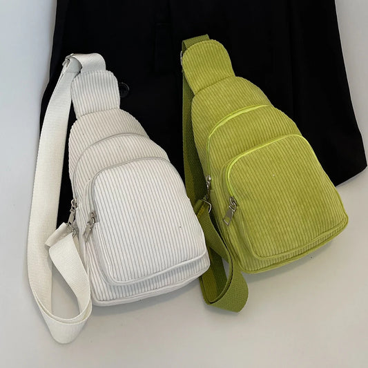 Fanny Pack Bum Bag Fashion Ladies Handbags Casual Corduroy Solid Color Adjustable Strap Simple Portable for Weekend Vacation