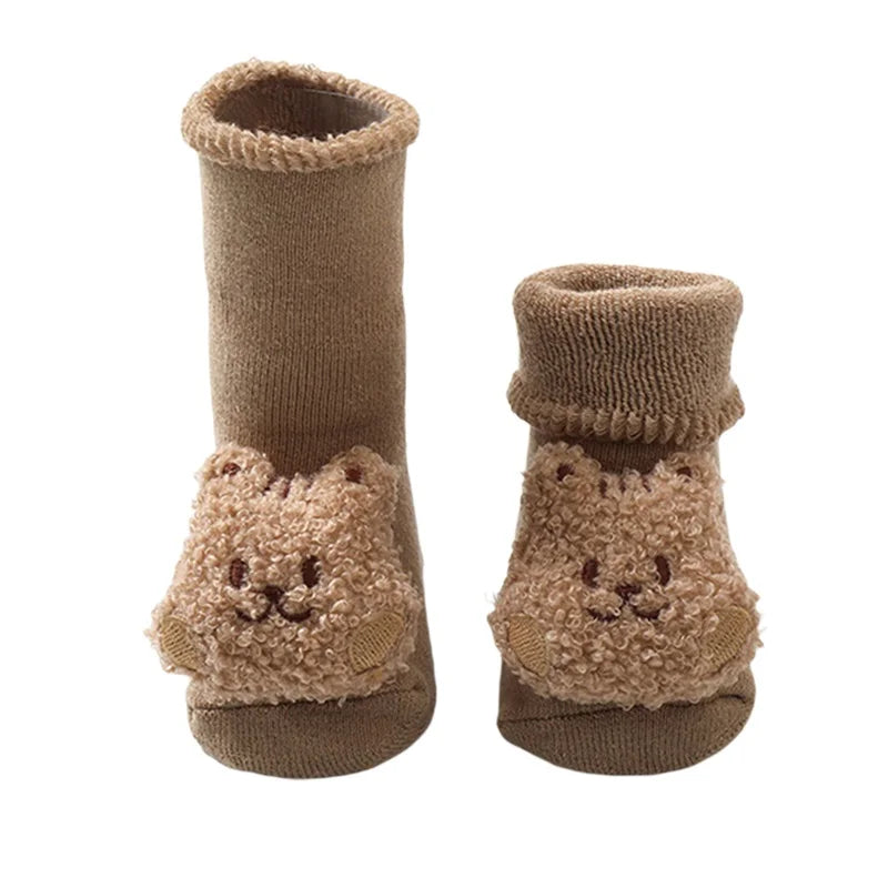 Cute Toddler Fleece Lined Slipper Socks with Non-Slip Grips for Boys and Girls - Cozy Winter Socks for Infants and Babies