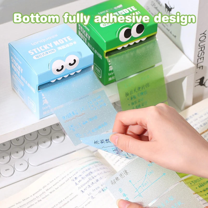 105Sheets Pull-out Sticky Notes Portable Sticky Notes Transparent Colorful Sticky Notes Waterproof Self-Adhesive Sticky Notes