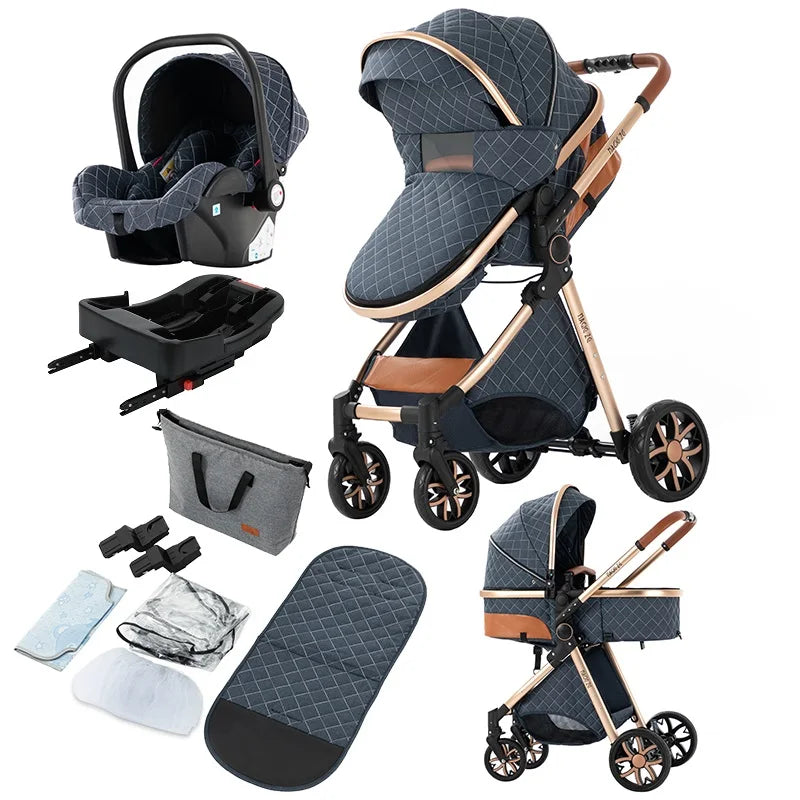 Baby Stroller 3 in 1Baby Carriage Pram Pushchair Pram for 0-3 Years Old Baby Car Seats with Isofix for Baby Newborns Children