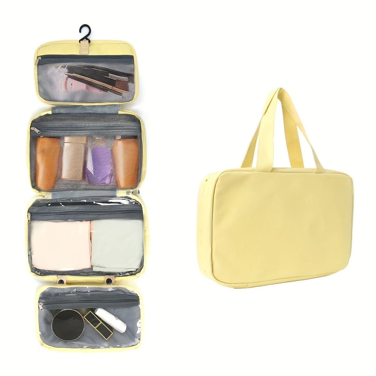 Portable Travel Toiletry Bag with Hanging Hook - Foldable Makeup  Bag for Dry and Wet Separation - Convenient and Compact Wash B