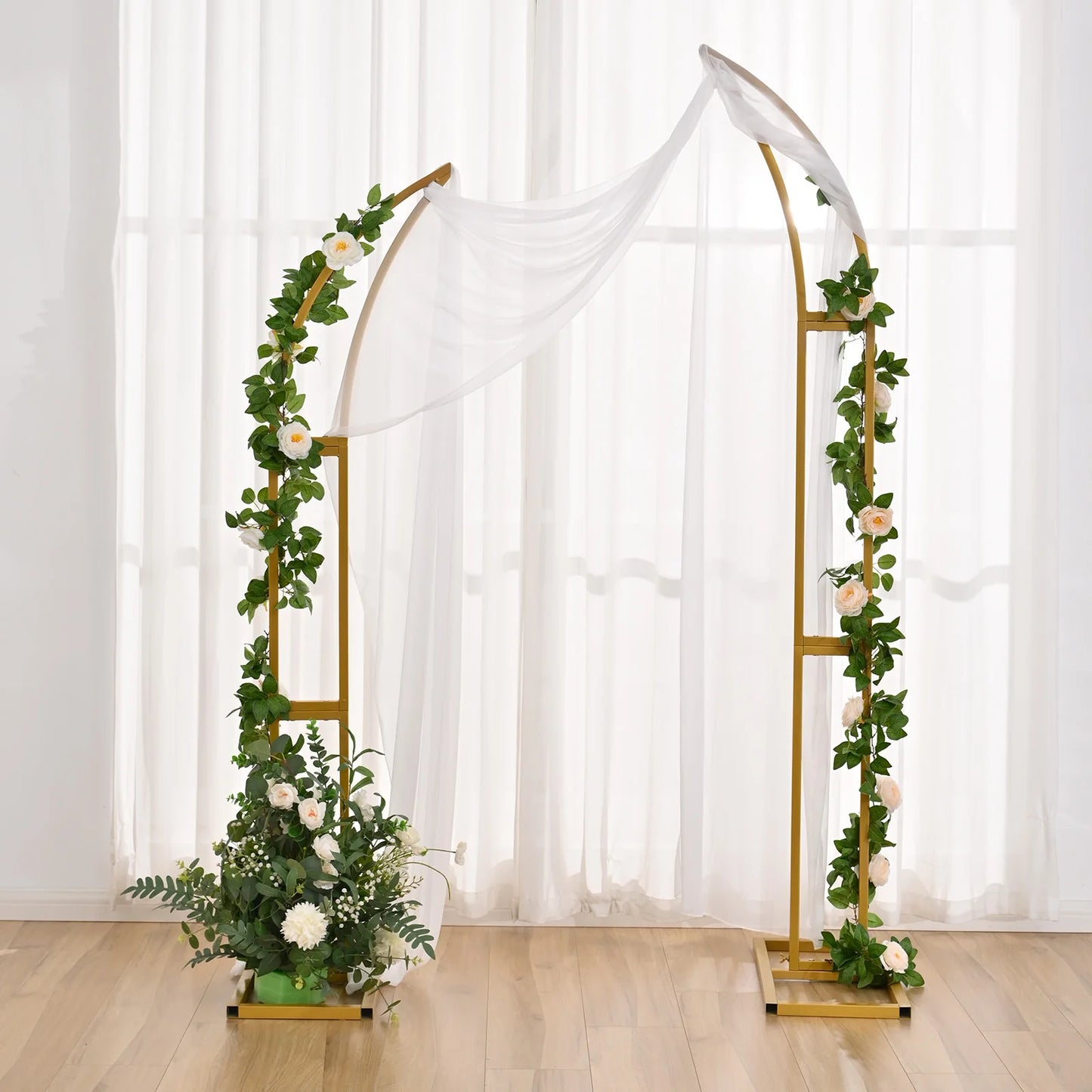 2pcs Curved Wedding Arch Backdrop Stand Balloon Arch for Ceremony Birthday Party Bride Baby Shower 5.9ft,6.9ft Half Moon Stand