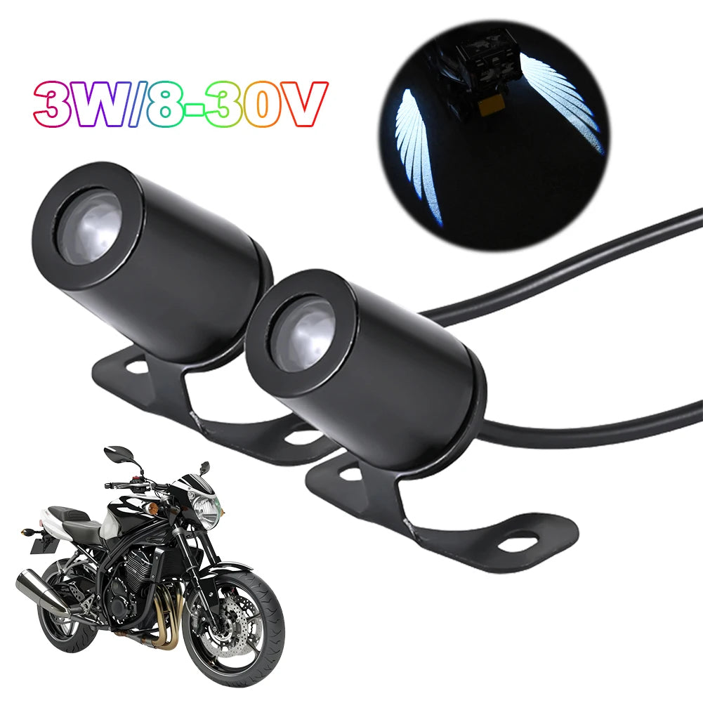 2Pcs LED Welcome Light For Motorcycle Angel Wings Projection Lights 8-30V Motorcycle Modified Decorative Light Wing Laser Lights