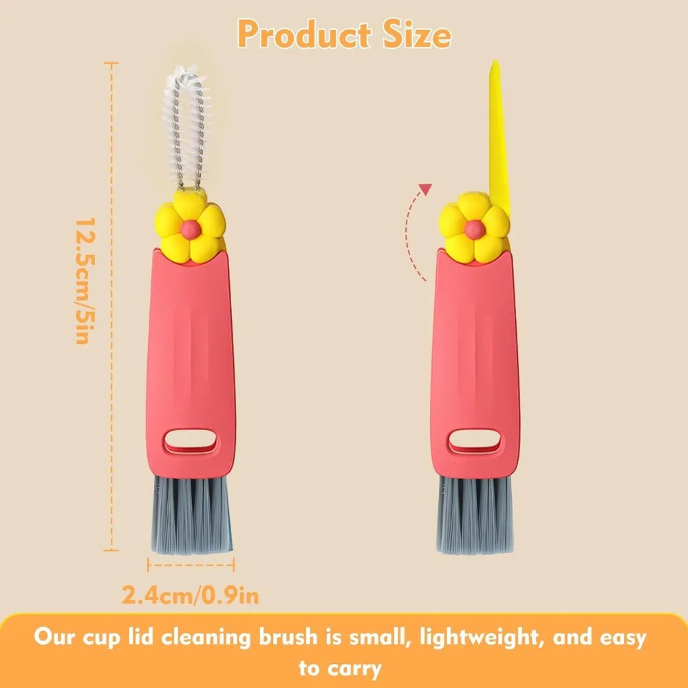 Cup lid cleaning brush, portable cup cleaning brush, household kitchen cleaning tool multi-purpose cleaning brush