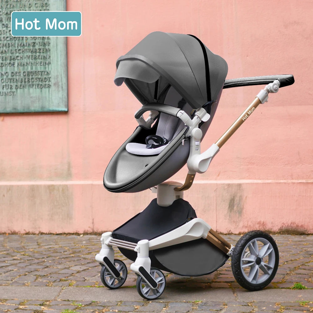 Hot Mom Baby Stroller ,Travel System，360° Rotation High Landscape Stroller, Large Wheels, Suitable For Various Terrains