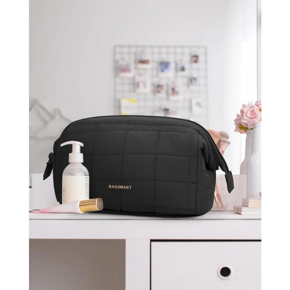 Makeup Bag Travel Toiletry Bag, Puffy Padded Make Up Bags for Women Makeup Organizer Case