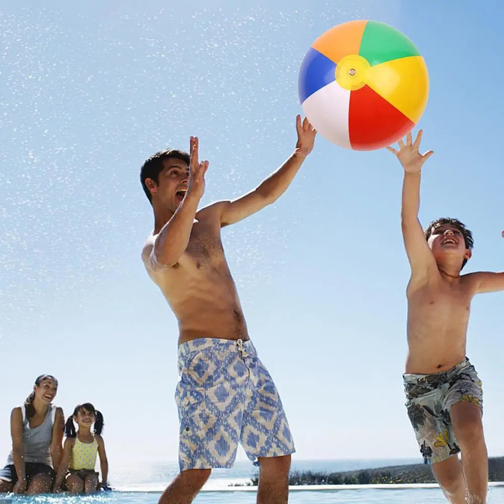 Inflatable Beach Ball Swimming Pool Play Balloon Rainbow Color Summer Water Toy Birthday Pool Party Favor for 3+ Kid Boys Girls
