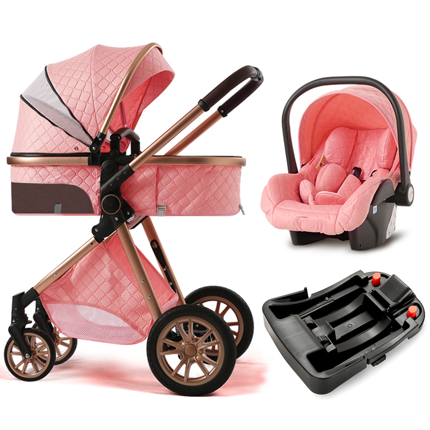 Fashion Baby Stroller 3 in 1 Baby Travel System Newborn Baby Cart Portable Pushchair Baby Cradel Infant Carrier Free Shipping