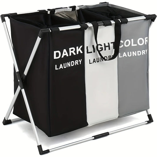 1 large three-layer laundry basket, Dirty Laundry Basket Organizer 47.55 gallon foldable basket/sorter with waterproof Oxford ba