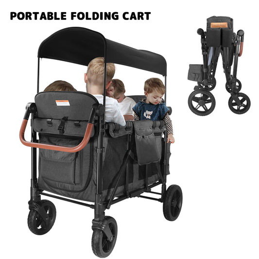 Baby camper van, a stroller suitable for four children, foldable, with a detachable sunshade, perfect for autumn outings