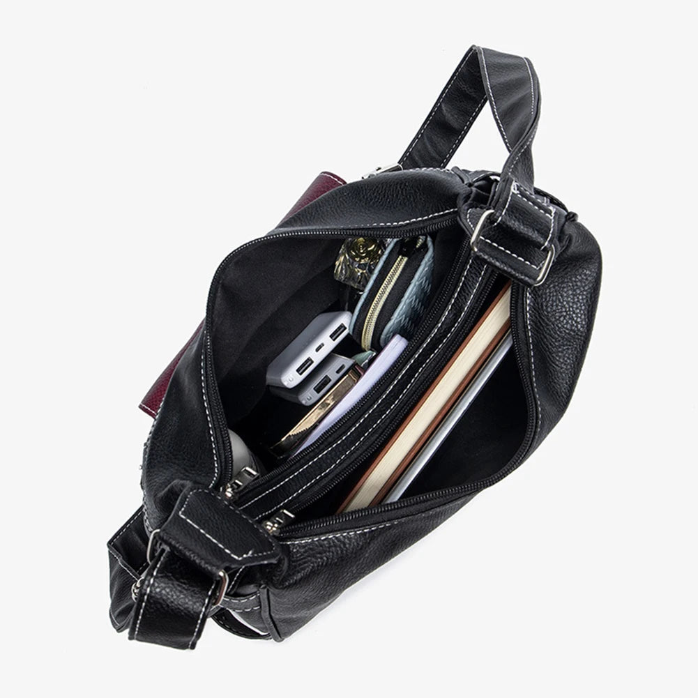 Girls Large Capacity Crossbody Bag Adjustable Strap Retro Sling Bag Multi-Pocket Contrast Color for Traveling Shopping Commuting