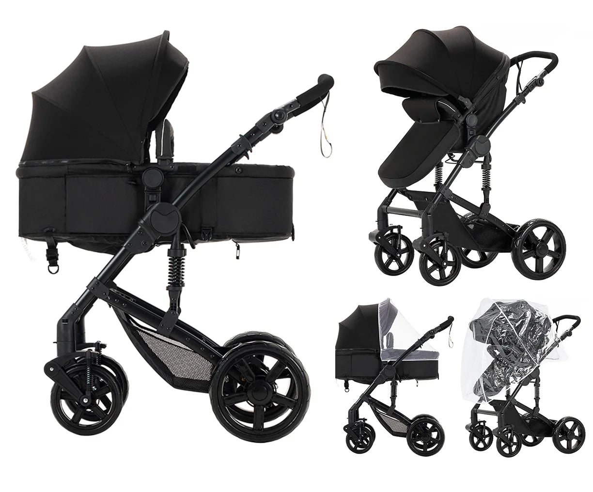 2 in 1 Baby Stroller Baby Carriage Lightweight Stroller Travel System Stroller One Hand Fold Stroller for Travel with Canopy