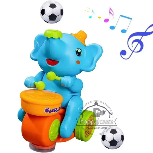 Musical Walking Elephant Drummer Toy, Children's Musical Walking Elephant Toy, LED Musical Elephant Lighting up Singing Toy Kids