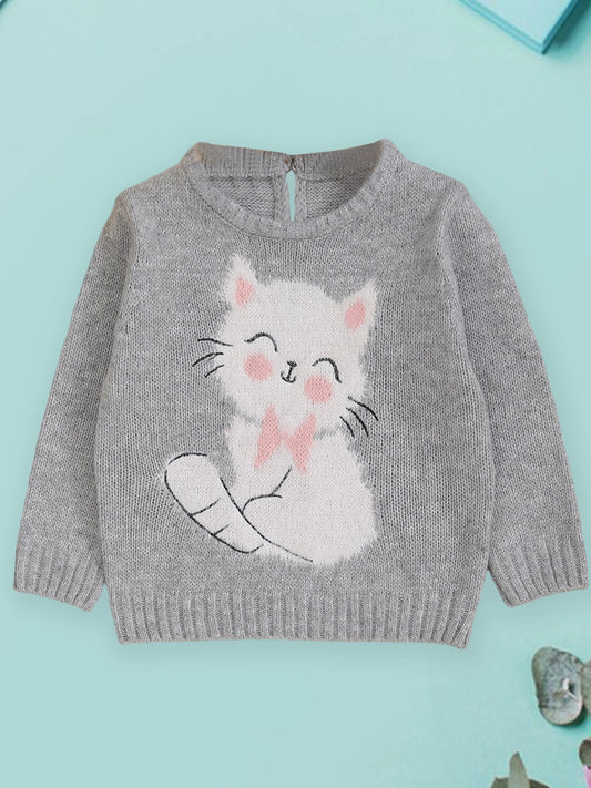 Adorable Baby Girls Long Sleeve Sweater with Playful Bunny Design Cozy Toddler Pullover Knitwear for Cold Weather Outfits