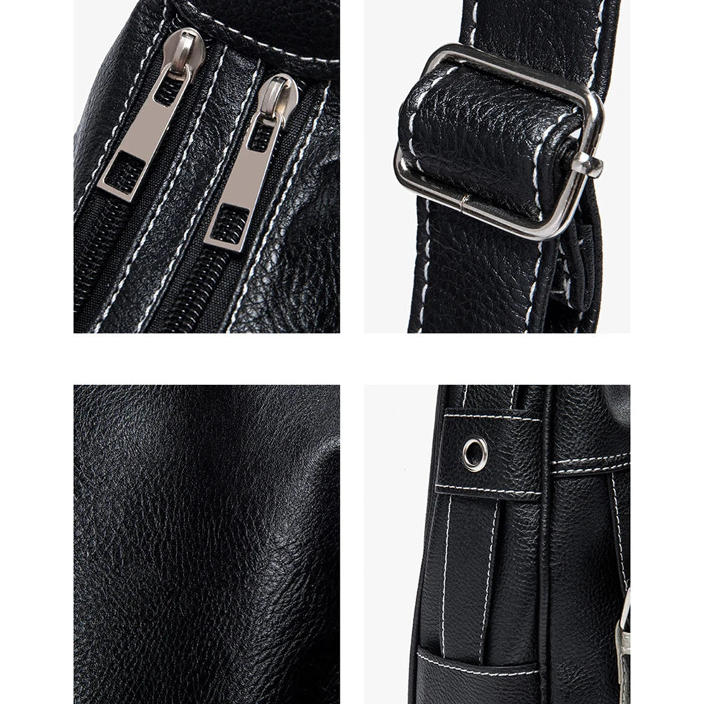 Girls Large Capacity Crossbody Bag Adjustable Strap Retro Sling Bag Multi-Pocket Contrast Color for Traveling Shopping Commuting