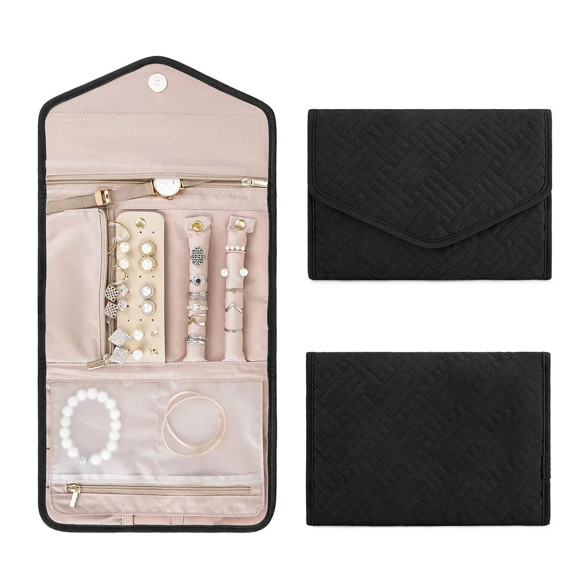 Foldable Fashion Portable Jewelry Bag, Large Women's Travel Jewelry Roll, Necklace Earring Ring Jewellery Display Storage Bag