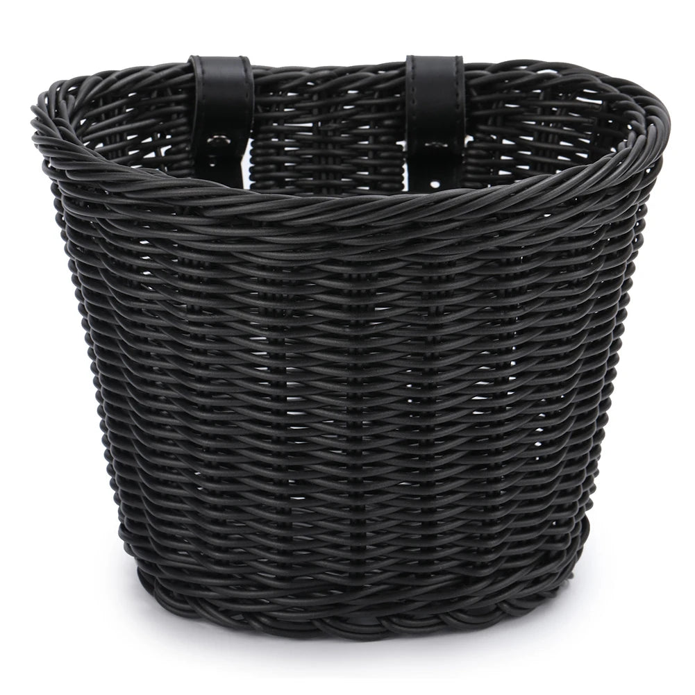 Rattan Bike Basket Front Handlebar Waterproof Handwoven Vintage Bicycle Basket for Kids and Adults
