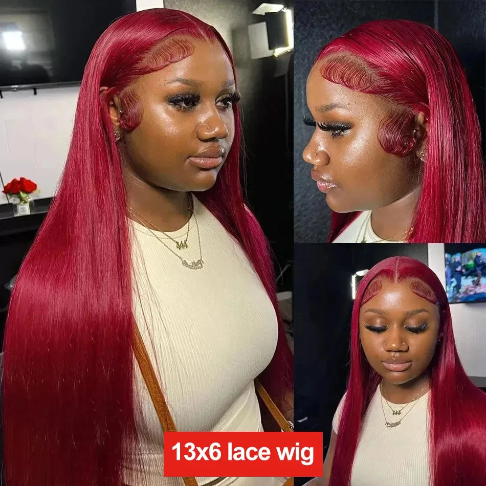 13x6 Hd Lace Front Human Hair Wig straight Brazilian Human Hair Wigs Burgundy 13x4 Transparent Hd Lace Frontal Wig for Women