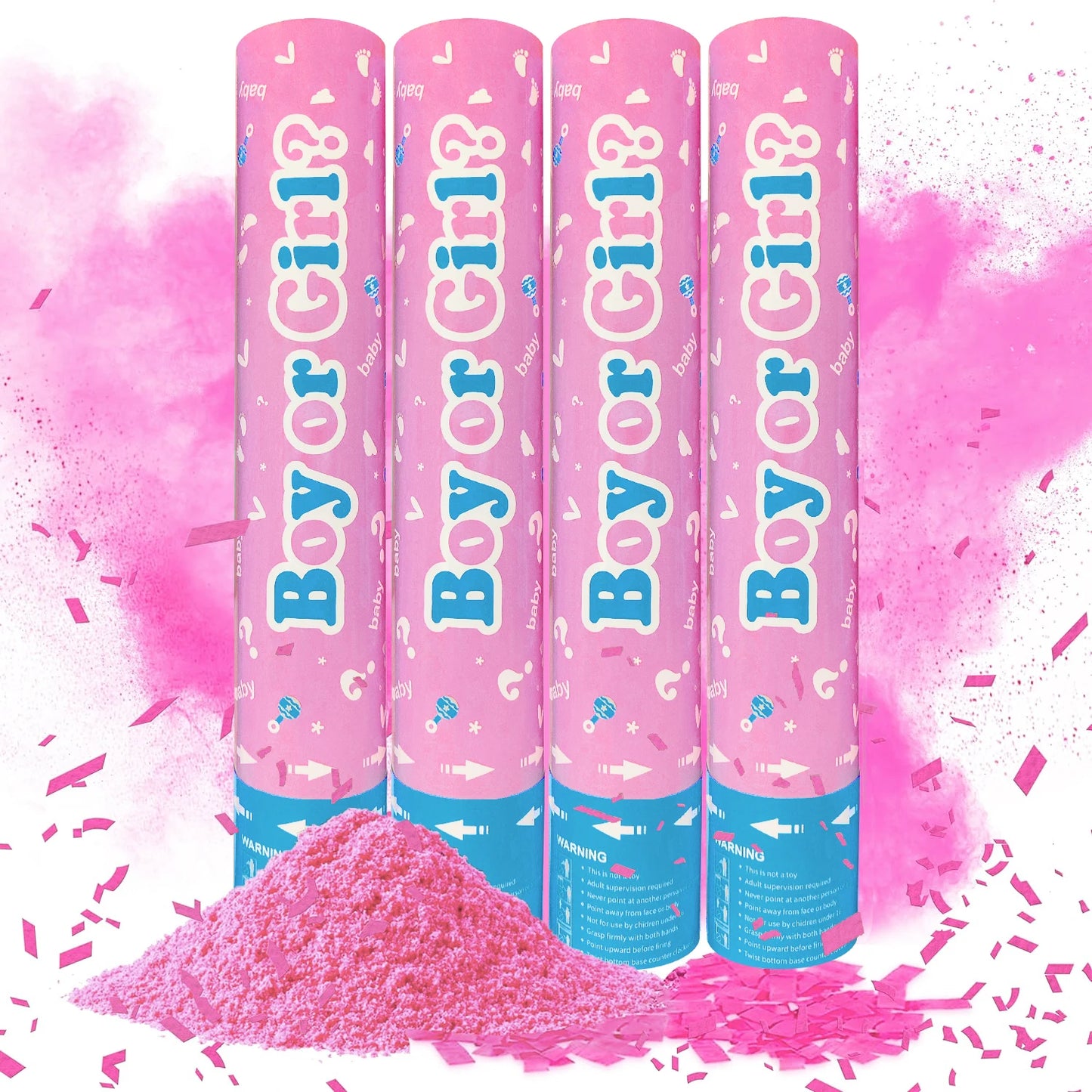 4pcs Gender Reveal ConfettiPink And Blue Confetti Powder Kit Safe Powder Smoke for Baby Shower Boy Or Girl Birthday Party Decor