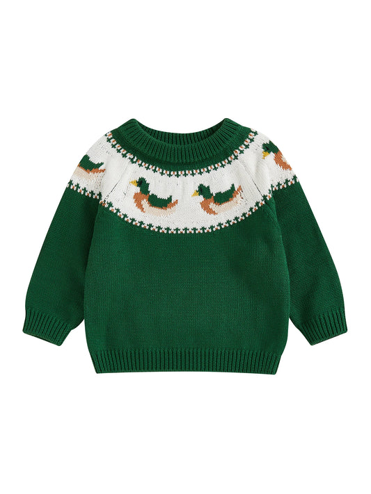 Adorable Infant Girl Bunny Sweater Cute Rabbit Print Round Neck Long Sleeve Cozy Knit Pullover Toddler Winter Outfit