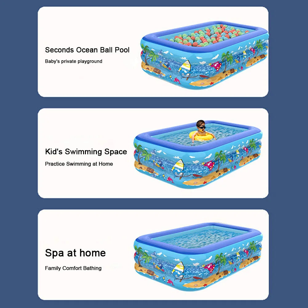 Inflatable Swimming Pool Indoor Outdoor PVC Swimming Pool Cartoon Pattern Thickening Swimming Pools for Toddler Kids Bathtub