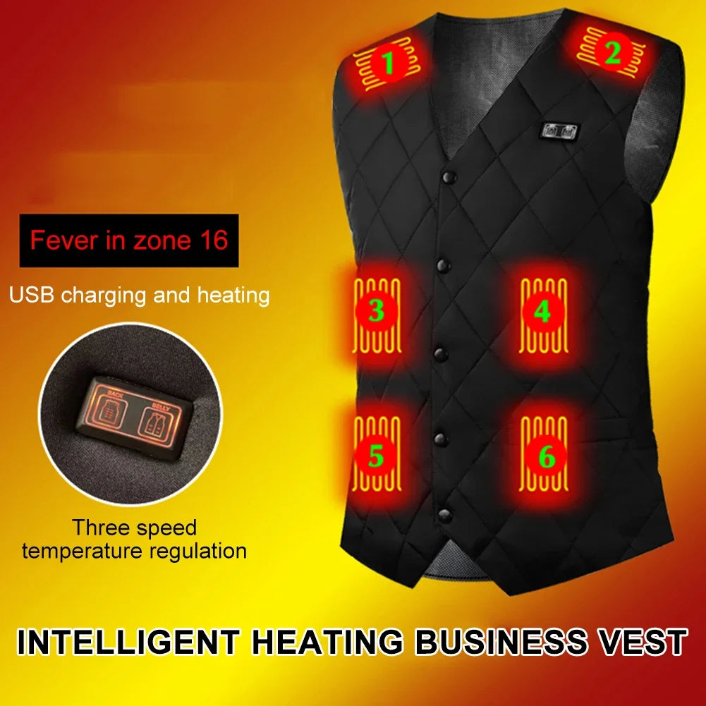 16 Areas Heated Vest USB Infrared Heating Vest Jacket Unisex Winter Electric Heated Vest Outdoor Sports Hiking Oversized M-6XL