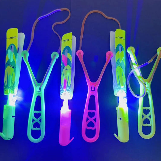 Slingshots Rocket Launcher 10Pcs LED Arrow Helicopters + 10Pcs Launchers Flying  Luminous Slingshot  for Kids Boys Girls
