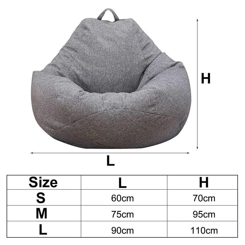 Adults Children Bean Bag Cover Large Lazy Sofa Chair Cover without Filler Cotton Linen Beanbag Chair Seat S Size