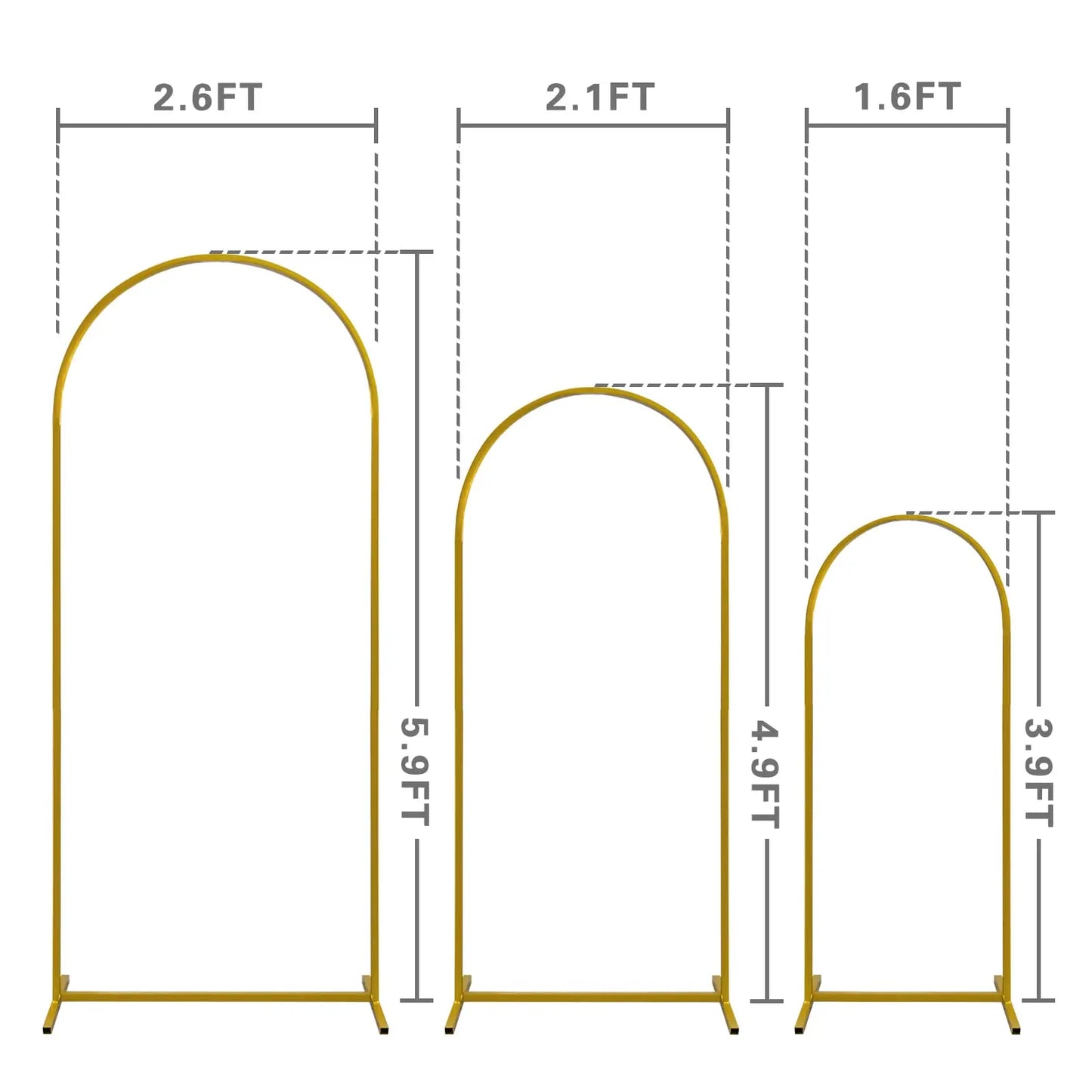 Wedding Arch Backdrop Stand Set of 3 Gold Metal Arch Backdrop Stand for Wedding Ceremony Baby Shower Birthday