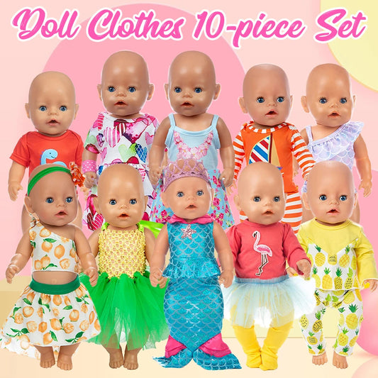 18inch/45cm Baby New Born Doll Clothes Set Make Up Mermaid Clothes Accessories Suit For Baby Kid Birthday&Festival Girl Gift