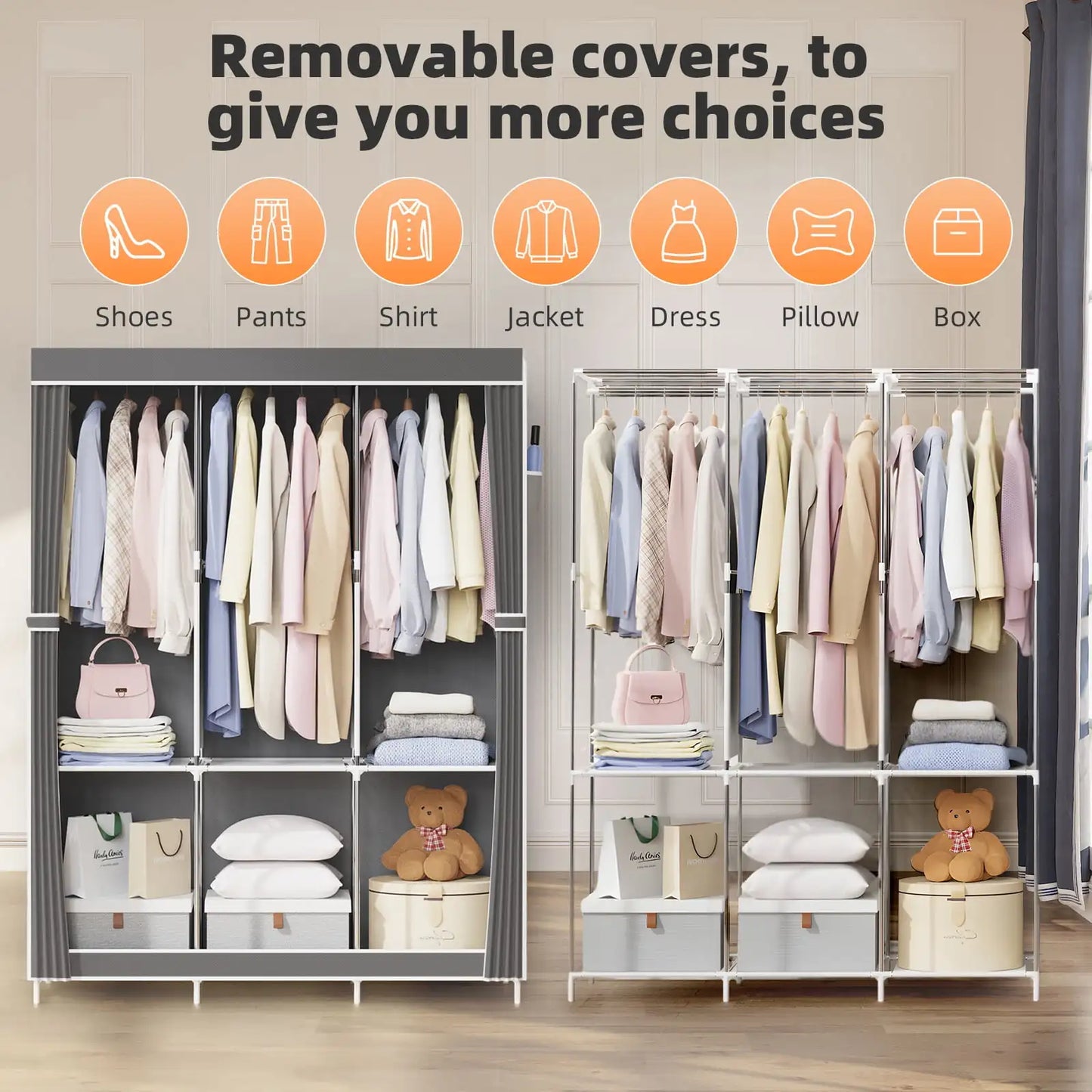 Space-Saving Portable Closet Organizer,Adjustable Storage Rack for Small Spaces, Easy Assembly, Durable and Multi-Functional