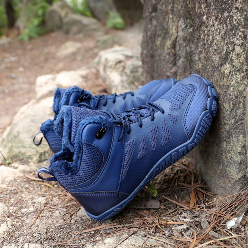 Womens Mens Barefoot Shoes Waterproof Hiking Boots Fur Lined Winter Snow Boots Anti-Slip Outdoor Booties