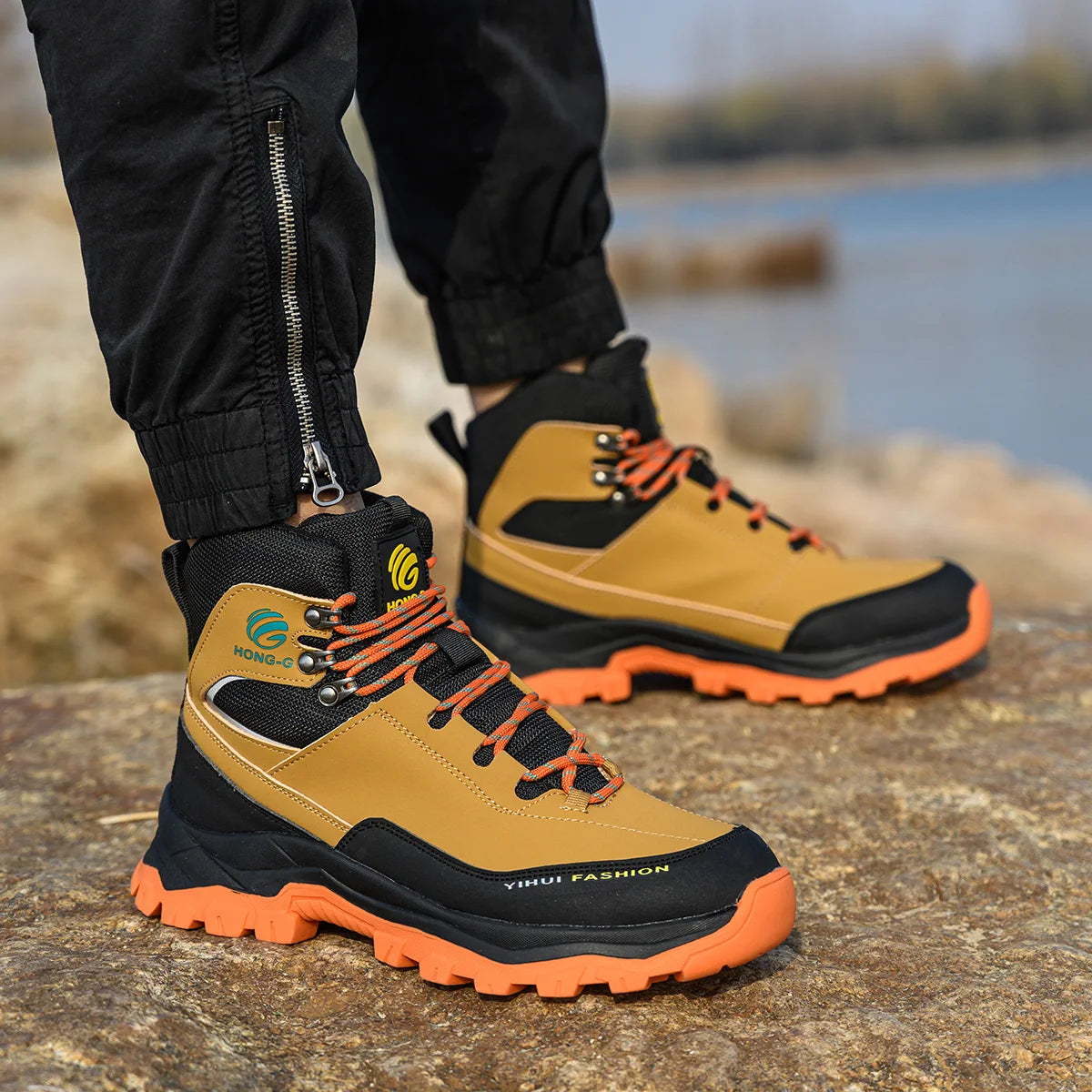 Mens Work Boots Steel Toe Safety Sneakers with Metatarsal Guard Slip-Resistant Puncture-Resistant Sole for Warehouse & Delivery