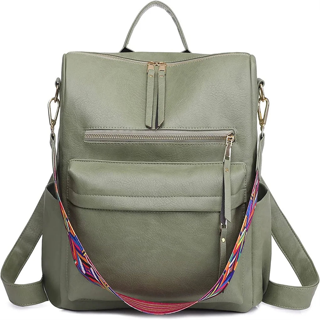 Women's Fashion Backpack Purses Multipurpose Design Handbags and Shoulder Bag Pu Leather Women Backpack School Bag