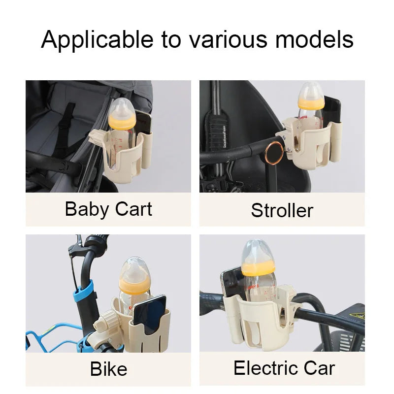 Baby Stroller Cup Holder 2-In-1 Bottle Drink Cup Phone Support 360 Rotate Adjustable Universal Pram Baby Strollers Accessories