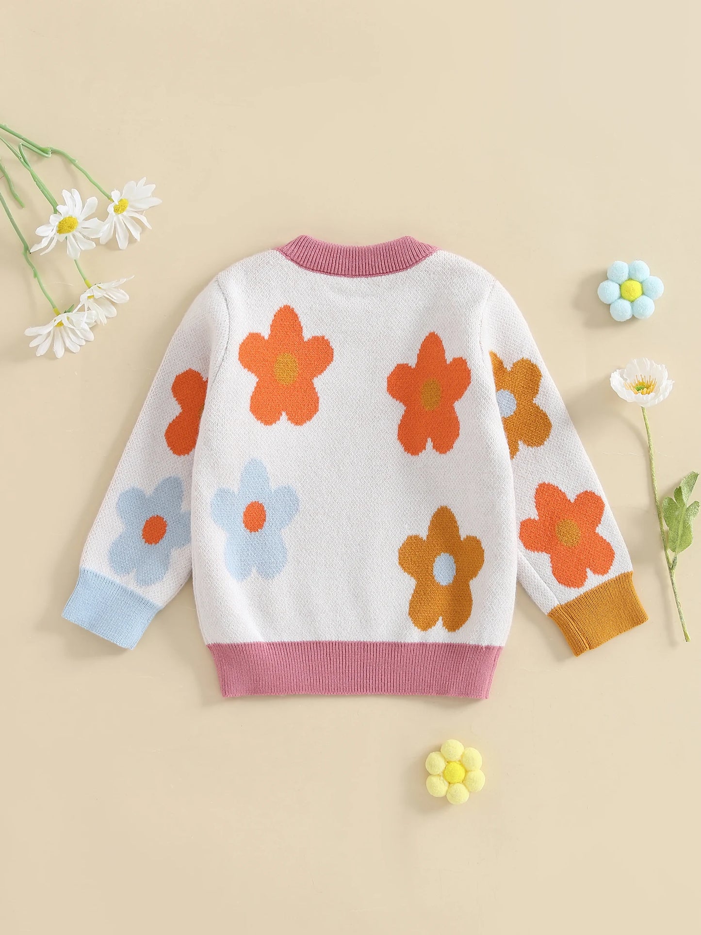 Adorable Infant Autumn Sweaters Stylish Ribbed Crew Neck Cable Knit Pullover Baby Girl Clothes Toddler Tops with Cute Patterns