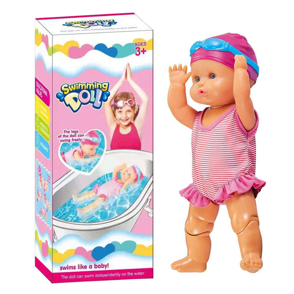 Swimmer Doll Waterproof Kids Bathroom Bath Toy with Movable Joint and Detachable Suit for Girls Birthday Gift for Kids
