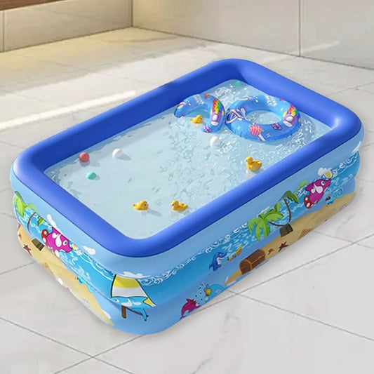 Inflatable Swimming Pool PVC Framed Swimming Pool Cartoon Pattern Baby Bath Bathtub for Summer Outdoor Indoor