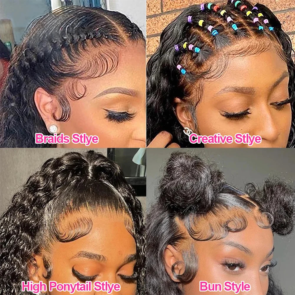 Brazilian 300 High Density Deep Wave 13x6 HD Lace Frontal Human Hair Wig Curly Water Wave Lace Frontal Wigs For Women CEXXY