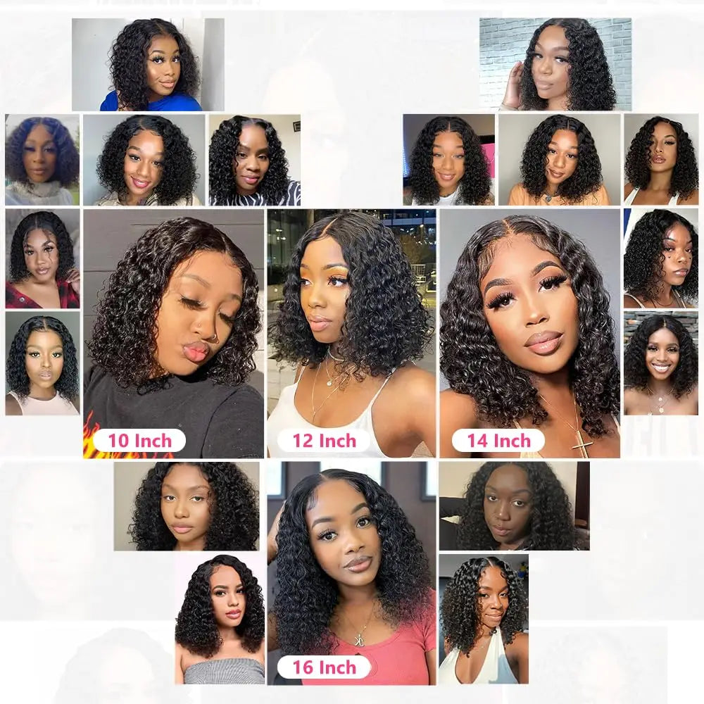 180 Density Natural Color Short Bob 100% Human Hair Wig 13x4 Lace Frontal Human Hair Deep Wave Curly Brazilian Wigs For Women
