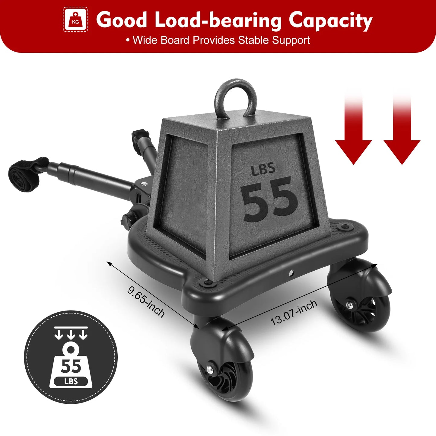 Stroller Wheeled Seat Pedal Board Compatible with Most Strollers, Suitable for 3-7 Years Old