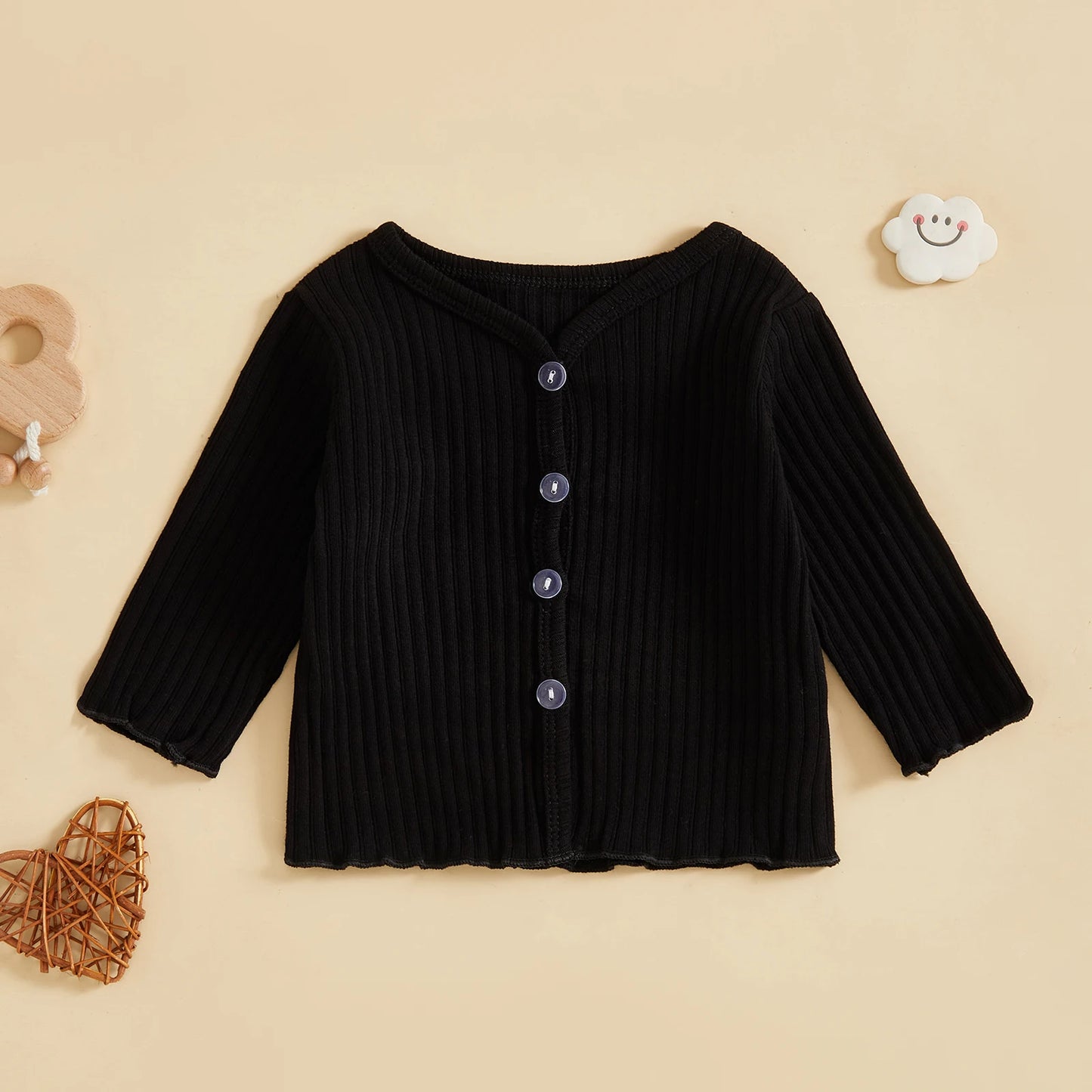 Infant Girls Cozy Knitted Cardigan with Button Front Closure Long Sleeves and Solid Color Design for Warmth and Style